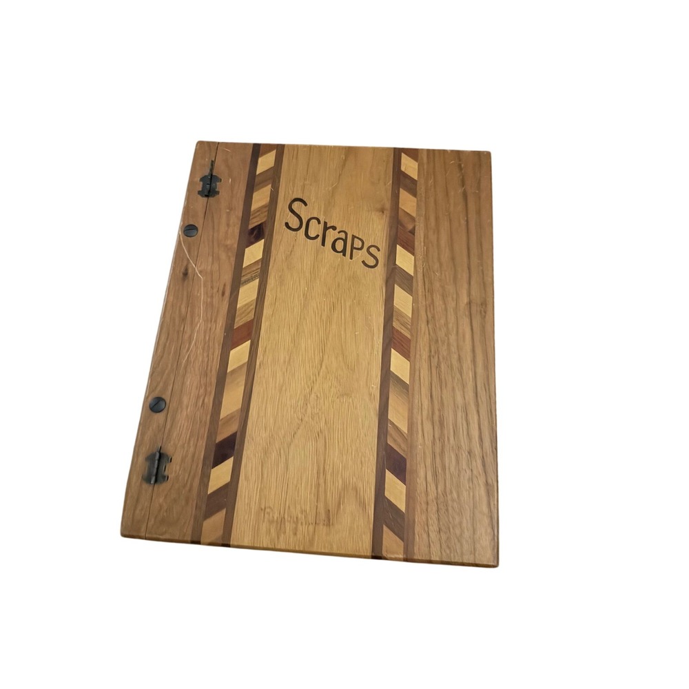 Vintage Wooden Scrapbook Inlaid Wood Scraps Photo Album Rustic Hinge 9x12